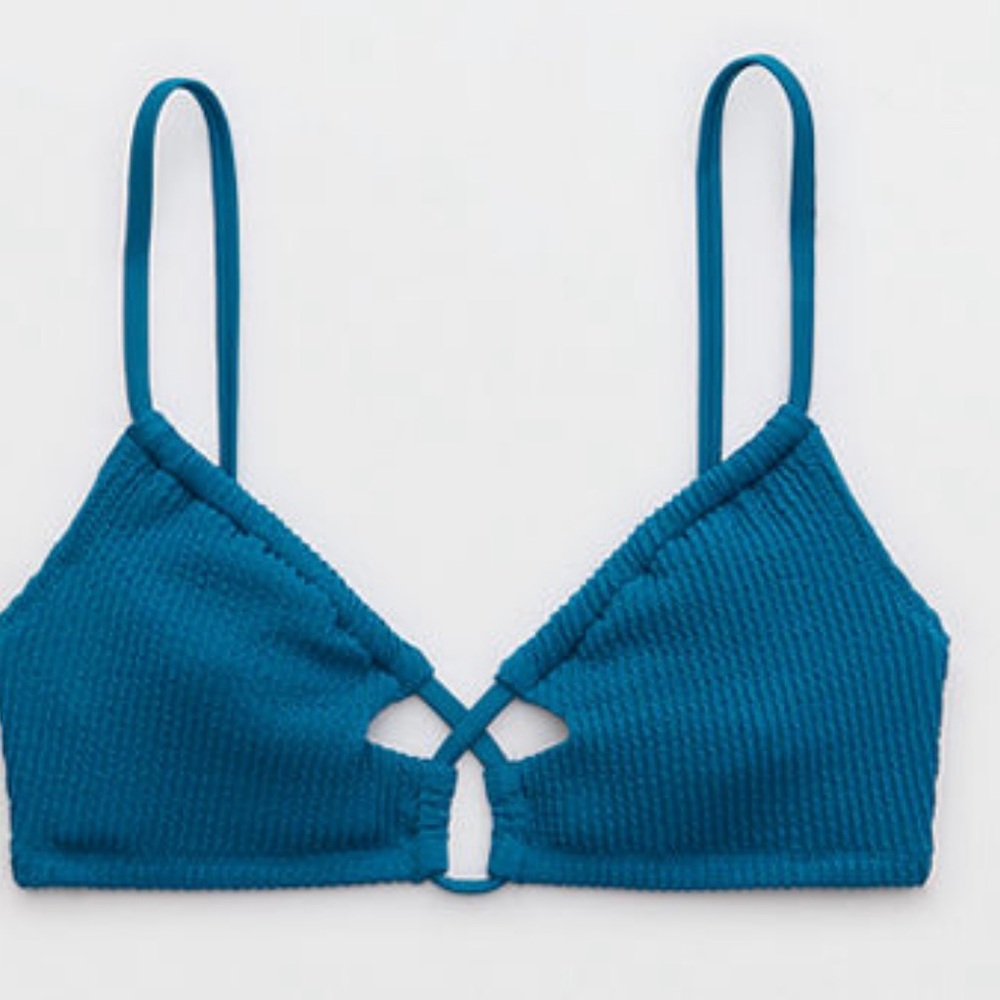 AERIE Teal Ribbed BIKINI TOP SIZE XS NEW w tags !!